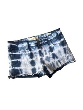 Dakota Collective Tie-Dye Denim Cutoff Shorts - Blue White